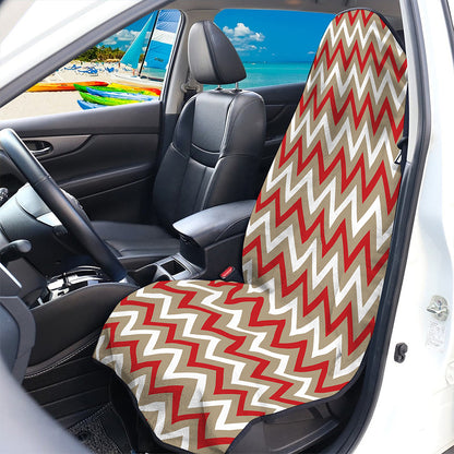 White Beige And Red Chevron Print Waterproof Car Seat Cover