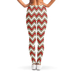 White Beige And Red Chevron Print Women's Leggings