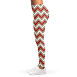 White Beige And Red Chevron Print Women's Leggings