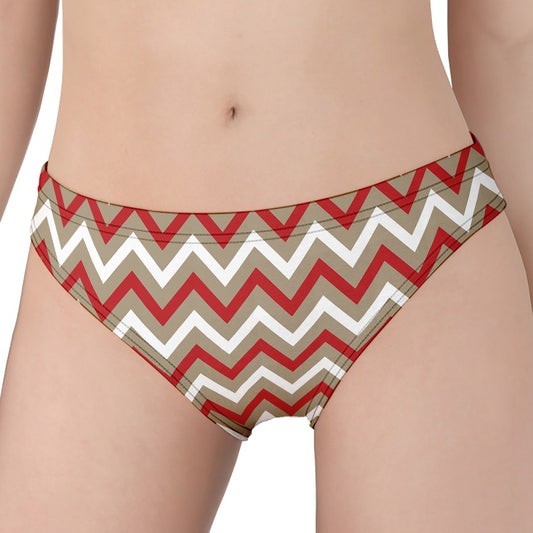 White Beige And Red Chevron Print Women's Panties