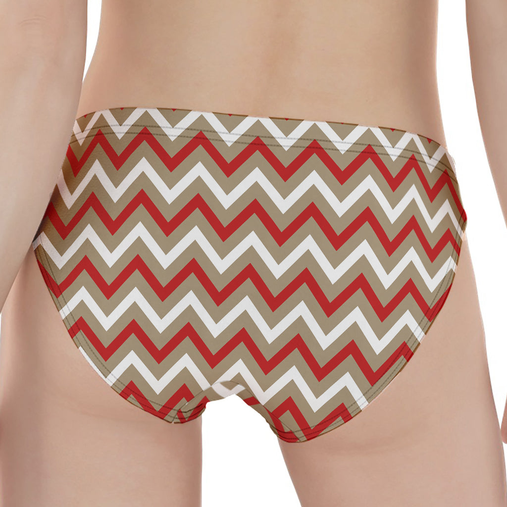 White Beige And Red Chevron Print Women's Panties
