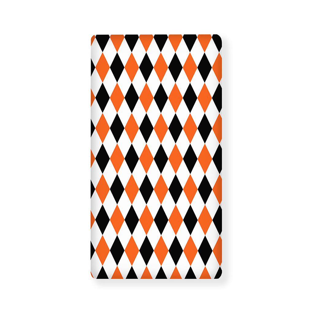 White Black And Orange Harlequin Print Baby Crib Sheet