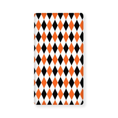 White Black And Orange Harlequin Print Baby Crib Sheet