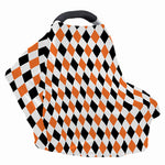 White Black And Orange Harlequin Print Baby Seat Cover