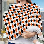 White Black And Orange Harlequin Print Baby Seat Cover
