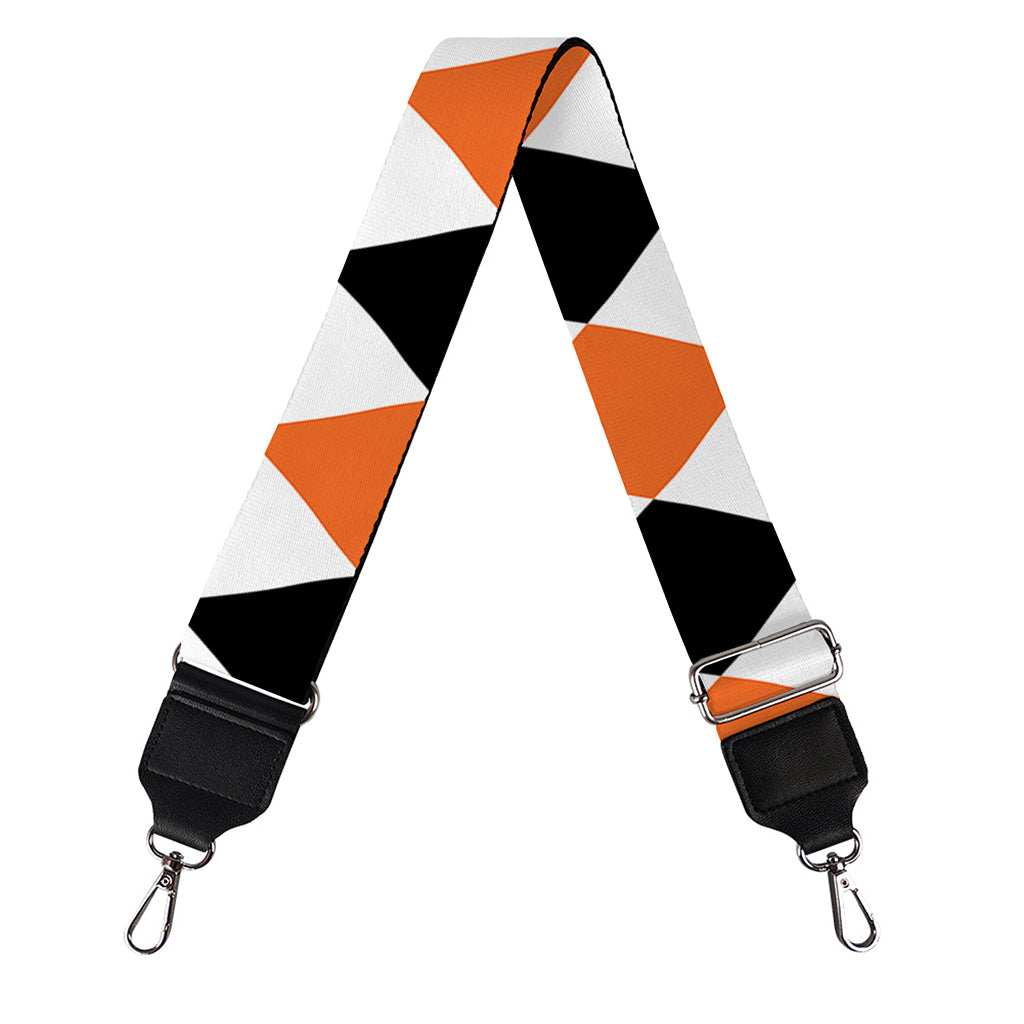 White Black And Orange Harlequin Print Bag Strap