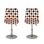 White Black And Orange Harlequin Print Bar Stool Covers
