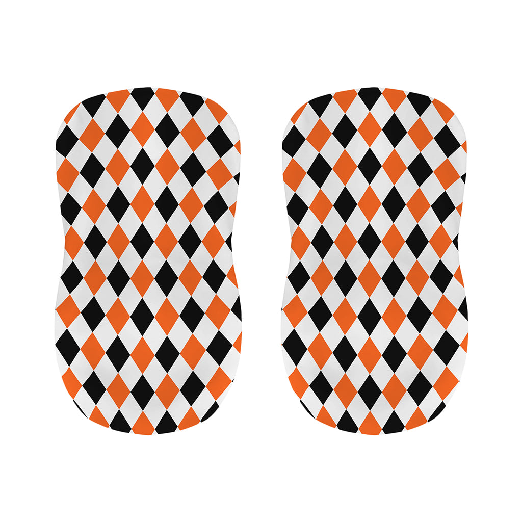 White Black And Orange Harlequin Print Bar Stool Covers