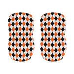 White Black And Orange Harlequin Print Bar Stool Covers