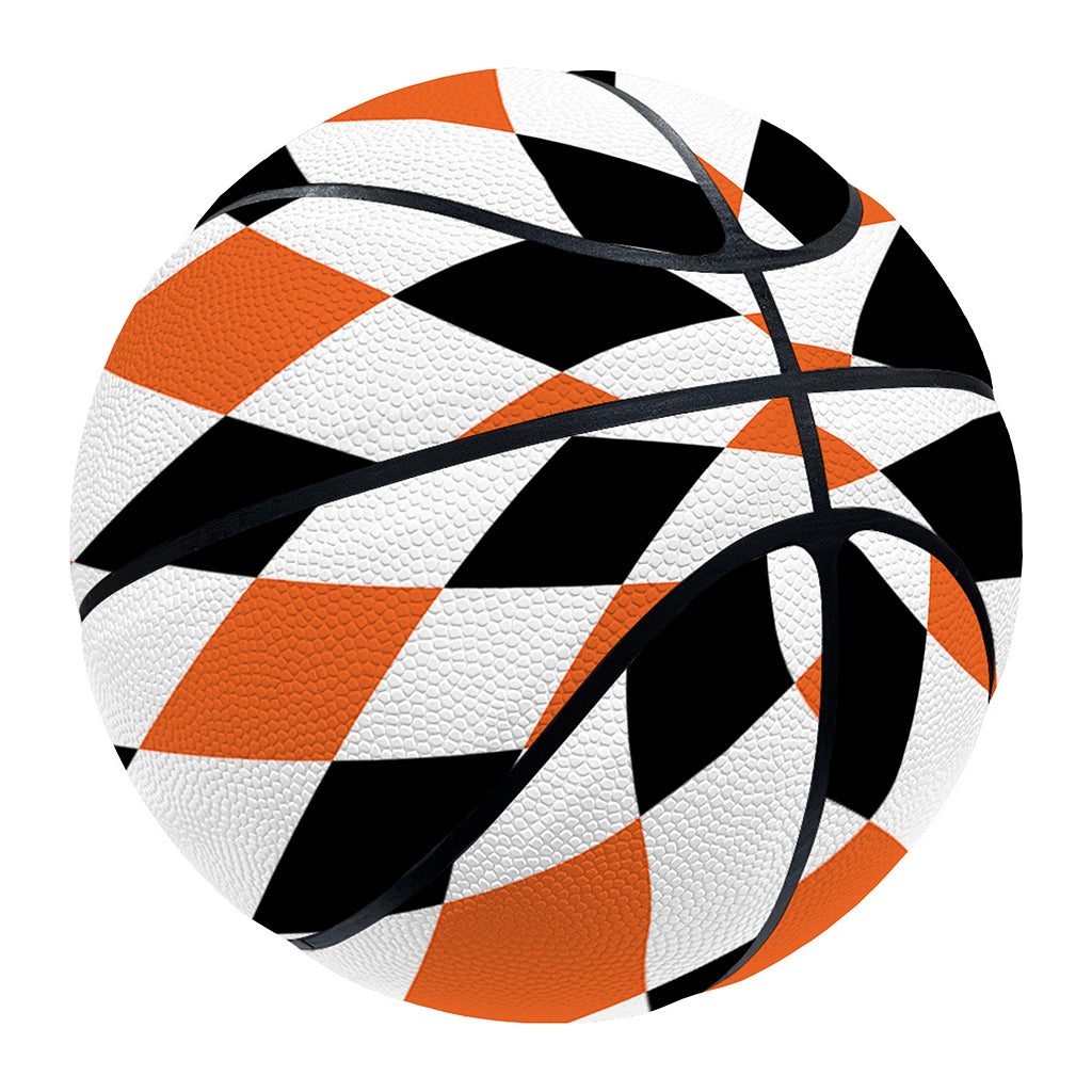 White Black And Orange Harlequin Print Basketball