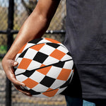 White Black And Orange Harlequin Print Basketball