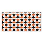 White Black And Orange Harlequin Print Beach Towel