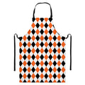 White Black And Orange Harlequin Print Bib Apron With Pocket