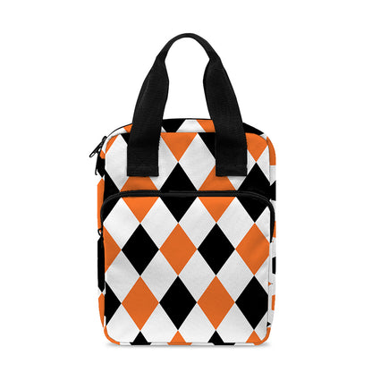 White Black And Orange Harlequin Print Bible Tote Bag
