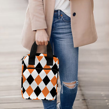 White Black And Orange Harlequin Print Bible Tote Bag