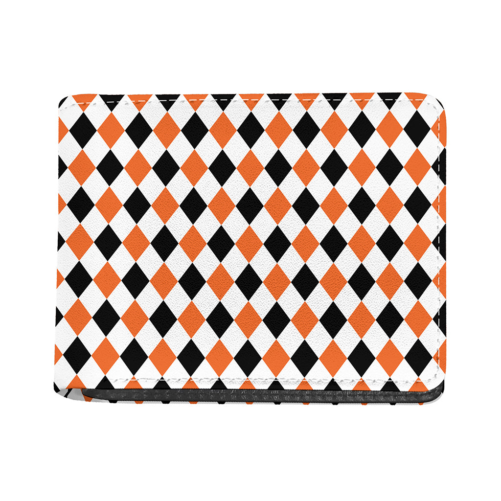 White Black And Orange Harlequin Print Bifold Wallet