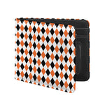 White Black And Orange Harlequin Print Bifold Wallet