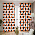 White Black And Orange Harlequin Print Dimout Pencil Pleat Curtains