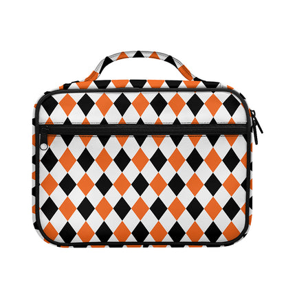 White Black And Orange Harlequin Print Briefcase Bible Bag