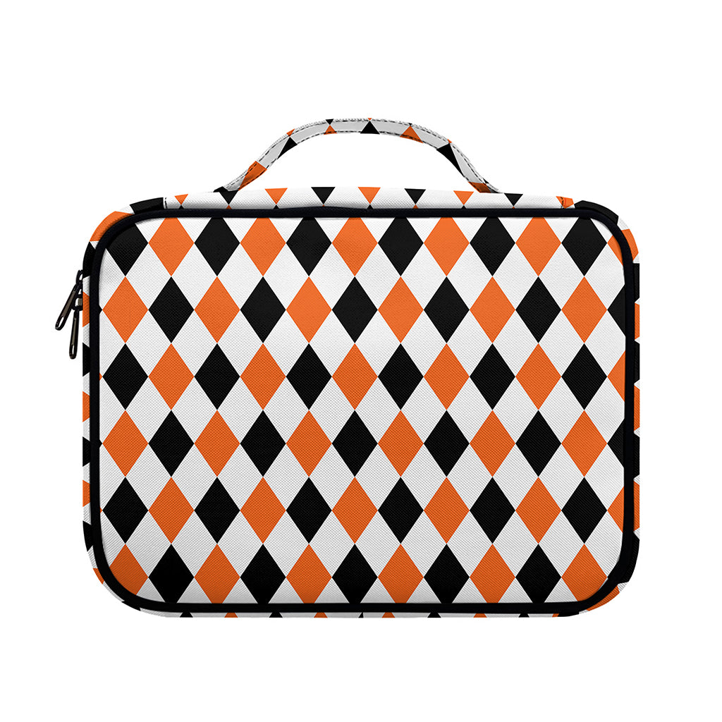 White Black And Orange Harlequin Print Briefcase Bible Bag