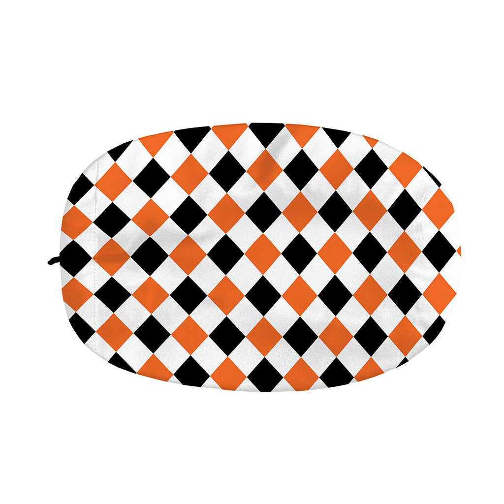 White Black And Orange Harlequin Print Car Side Mirror Covers