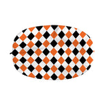 White Black And Orange Harlequin Print Car Side Mirror Covers
