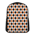 White Black And Orange Harlequin Print Casual Backpack