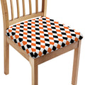 White Black And Orange Harlequin Print Chair Cushion Cover