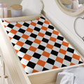 White Black And Orange Harlequin Print Changing Pad Cover