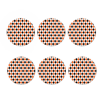 White Black And Orange Harlequin Print Coaster Set