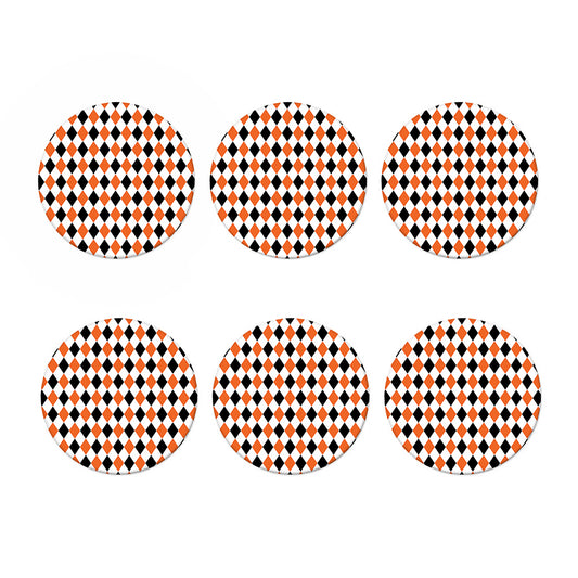 White Black And Orange Harlequin Print Coaster Set