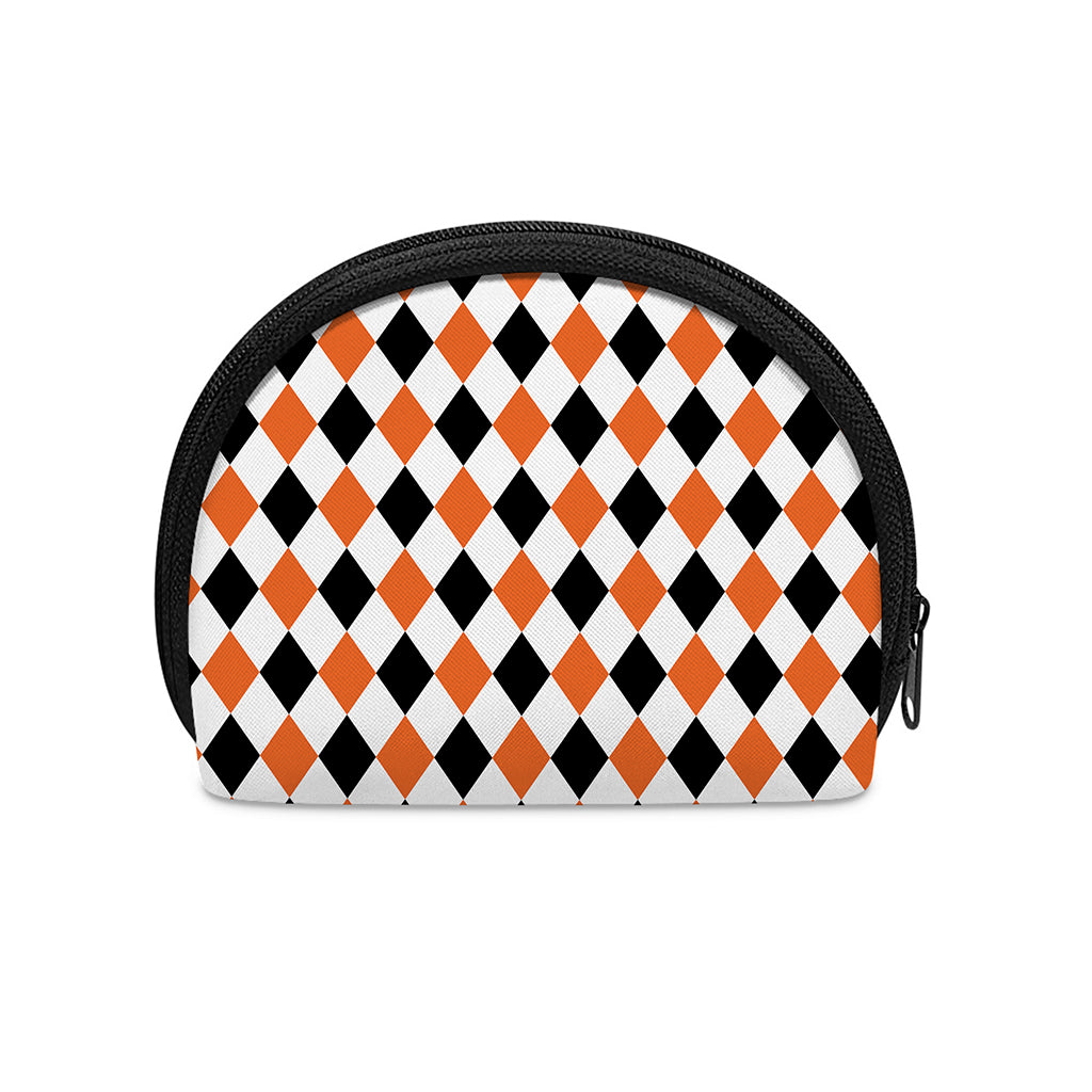 White Black And Orange Harlequin Print Coin Purse