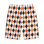 White Black And Orange Harlequin Print Cotton Shorts