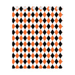 White Black And Orange Harlequin Print Curtain