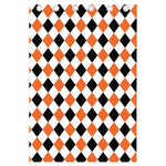 White Black And Orange Harlequin Print Curtain