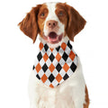 White Black And Orange Harlequin Print Dog Bandana