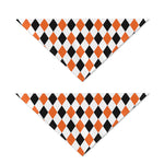 White Black And Orange Harlequin Print Dog Bandana
