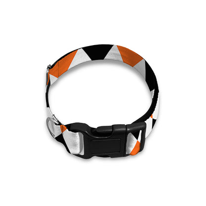 White Black And Orange Harlequin Print Dog Collar