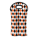 White Black And Orange Harlequin Print Double Neoprene Wine Tote