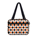 White Black And Orange Harlequin Print Double Strap Bible Bag