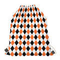 White Black And Orange Harlequin Print Drawstring Bag