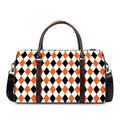 White Black And Orange Harlequin Print Duffel Bag