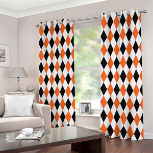 White Black And Orange Harlequin Print Extra Wide Grommet Curtains