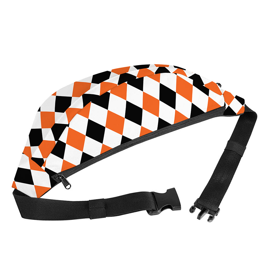 White Black And Orange Harlequin Print Fanny Pack