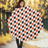 White Black And Orange Harlequin Print Foldable Umbrella