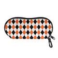 White Black And Orange Harlequin Print Glasses Case