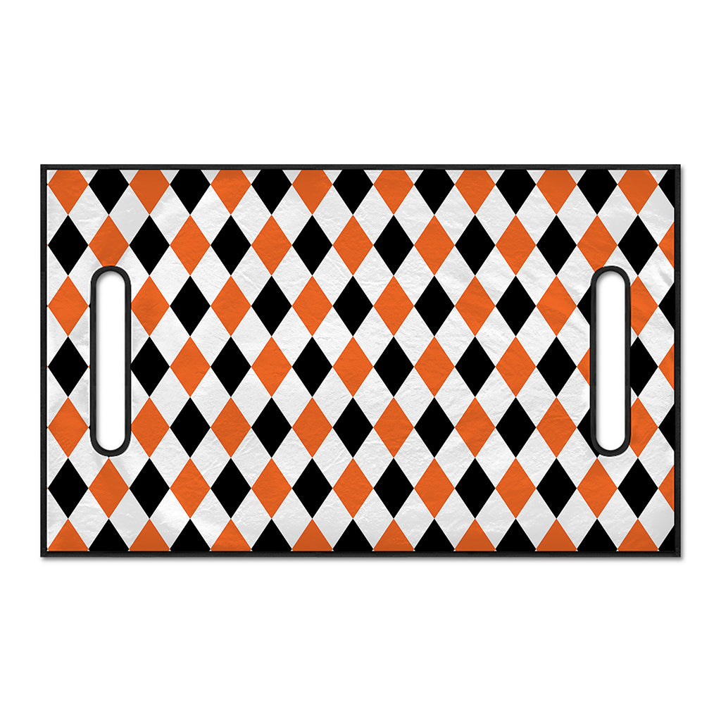 White Black And Orange Harlequin Print Golf Cart Seat Cover