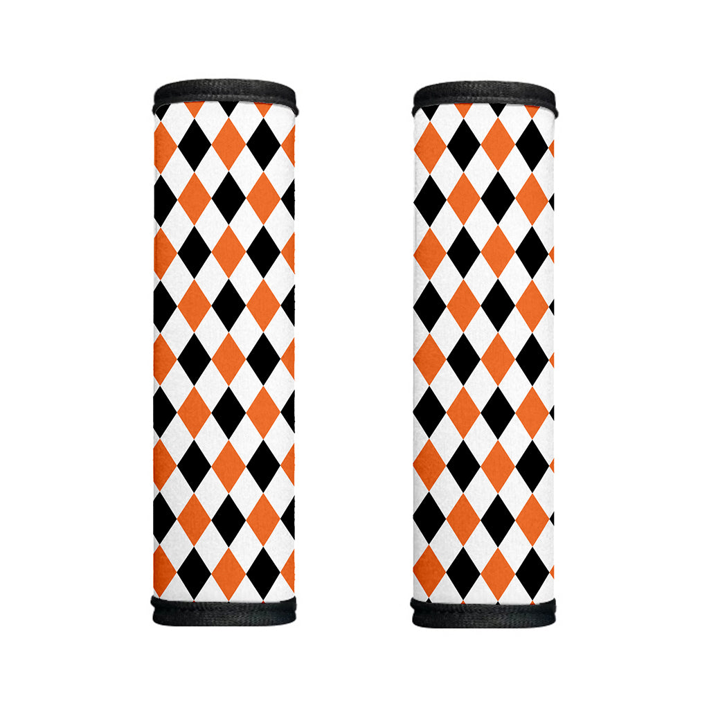 White Black And Orange Harlequin Print Handle Covers