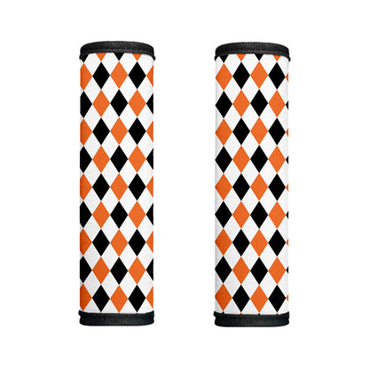 White Black And Orange Harlequin Print Handle Covers