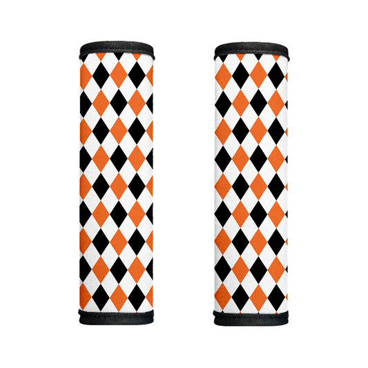 White Black And Orange Harlequin Print Handle Covers
